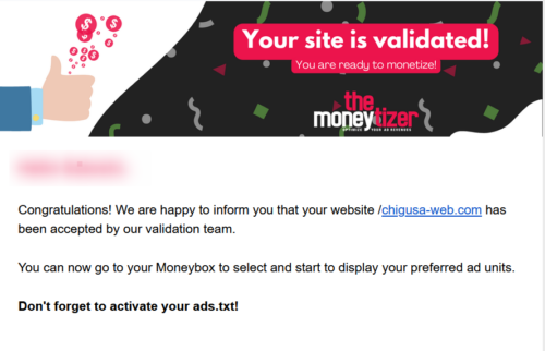 The Moneytizer サイト承認
