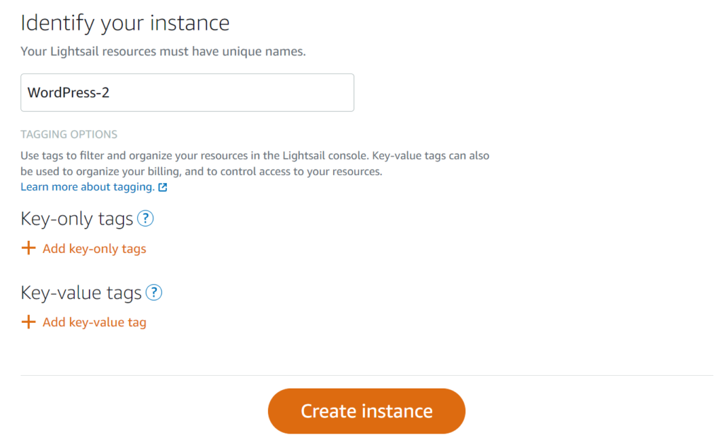 lightsail Create instance