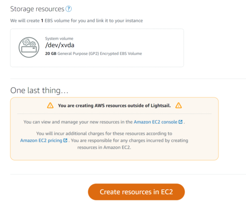 Create resources in EC2