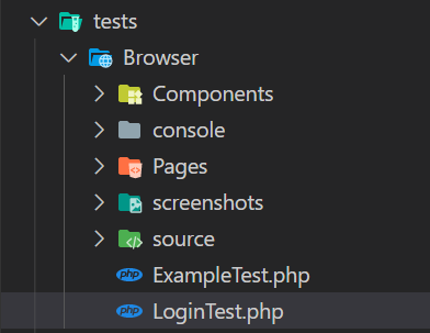 Laravel tests/Browser フォルダ